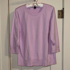 Lavender Supima Cotton Sweater, Lands End, Scoop Neck, 3/4 Sleeves, Ribbed Hem